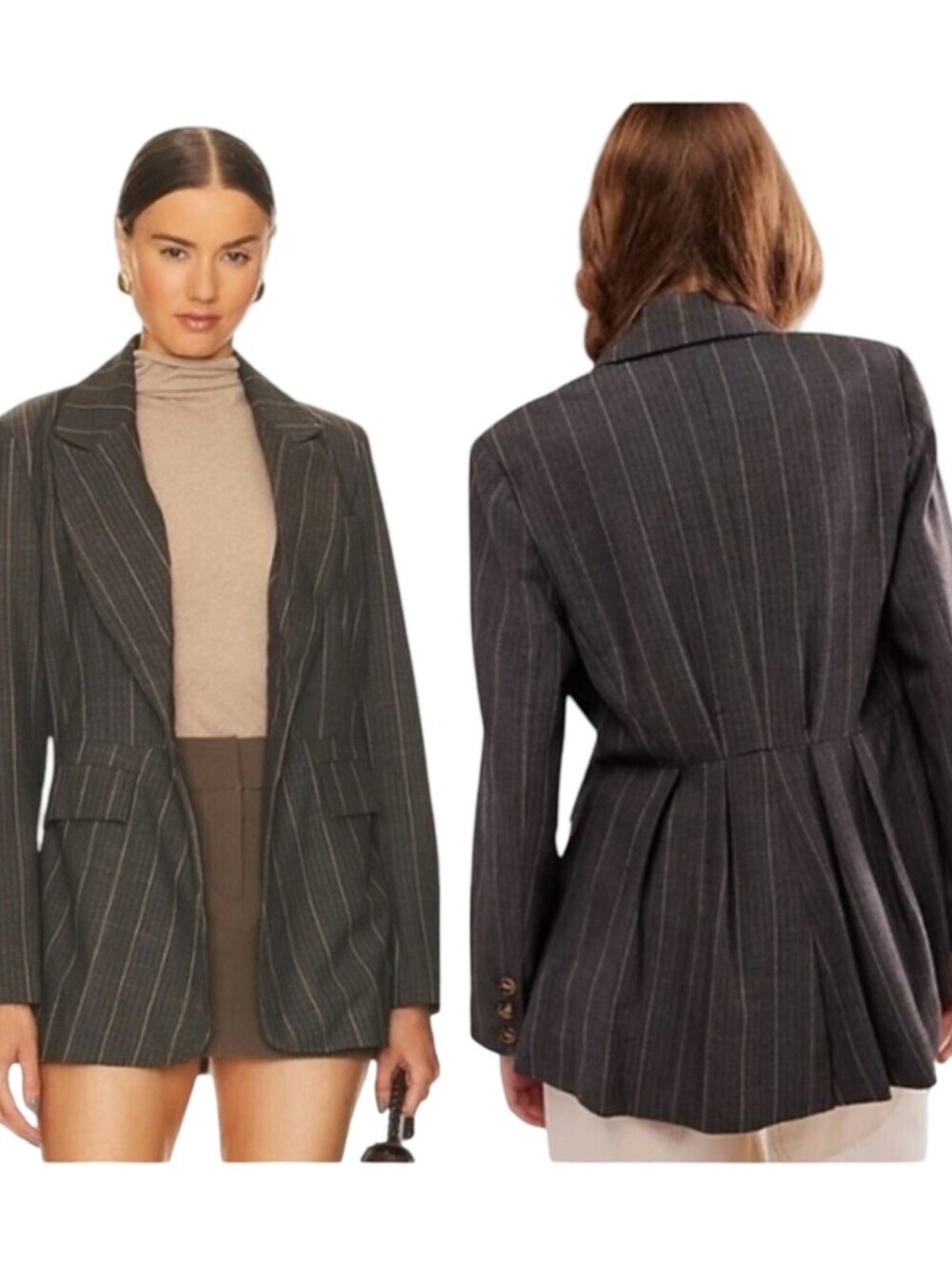 Free People Charcoal Pinstripe Blazer